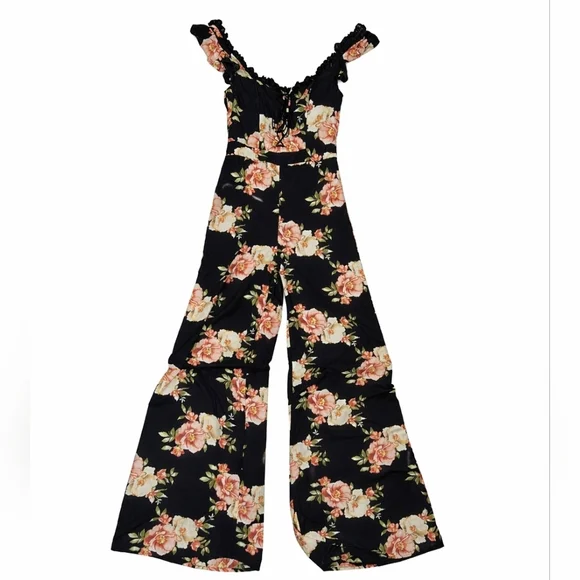 Revolve Likely Marlena Jumpsuit in Black Multi floral like new size 2 - Picture 4 of 10
